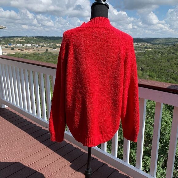 Karen Scott Red Cable Knit Pearl Detail Sweater - Picture 5 of 12